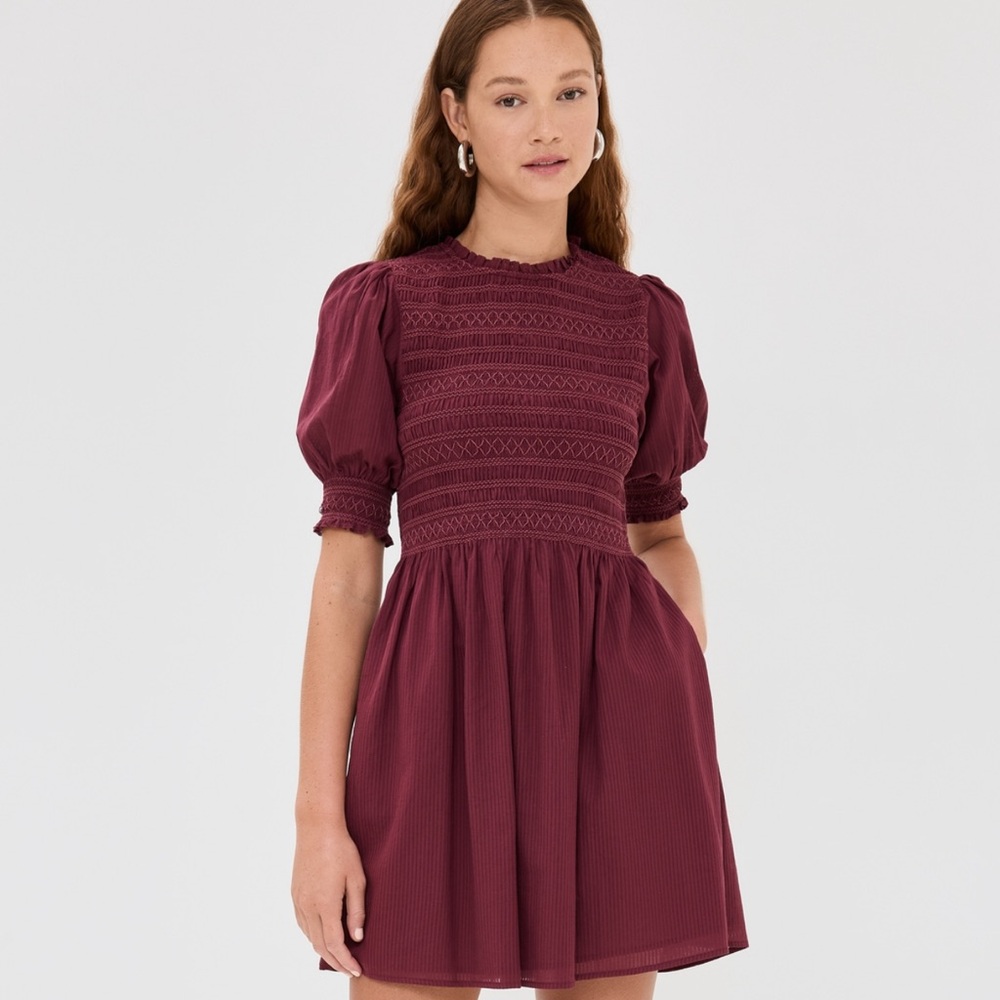Hill House Burgundy Mini Dress l